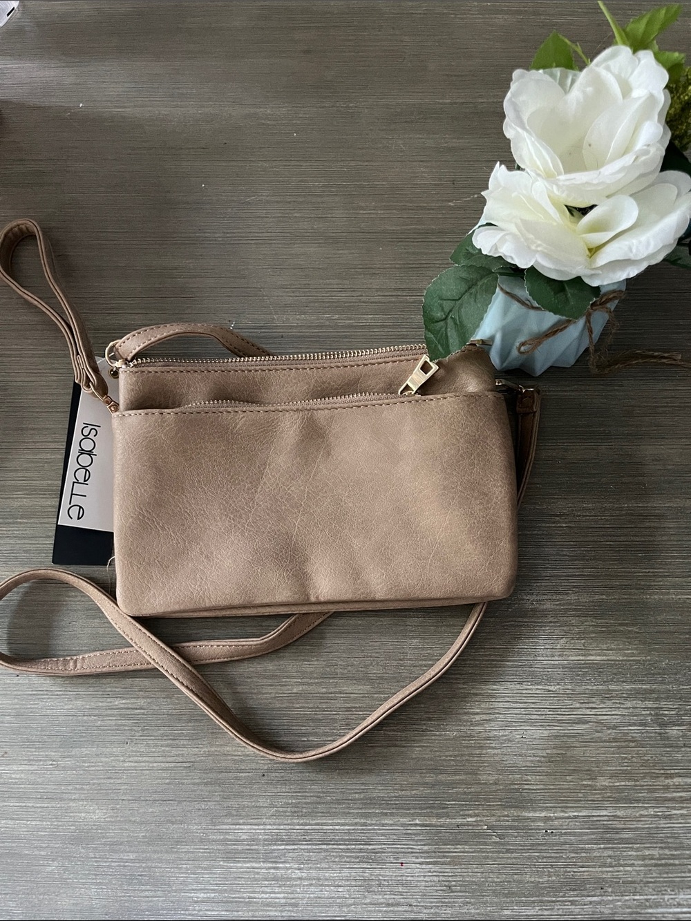 Isabelle Beige Crossbody Wallet - Sleek Everyday Organizer